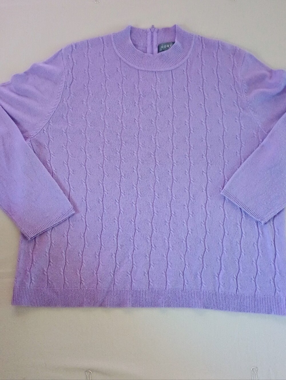 Koret Lavender Cable-Knit Mock Neck Sweater